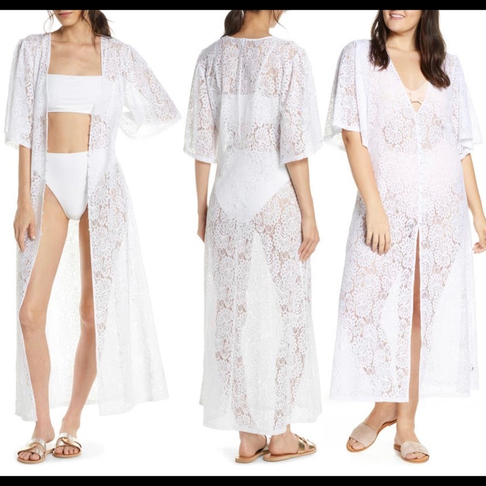 Something Navy white lace coverup